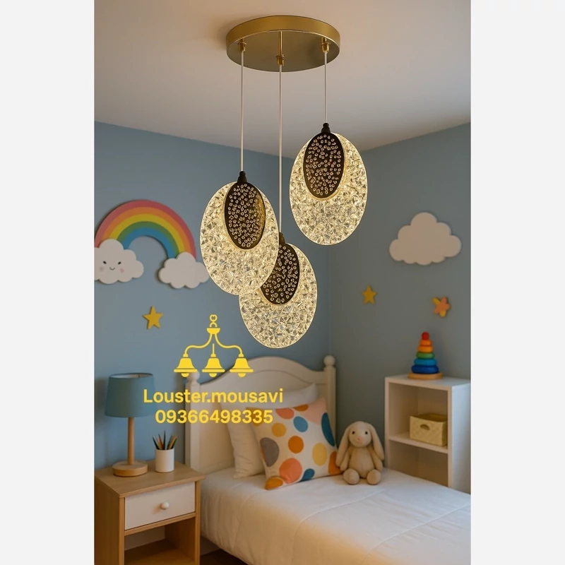 لوستر مدرن وارداتی بیضی. سه شعله