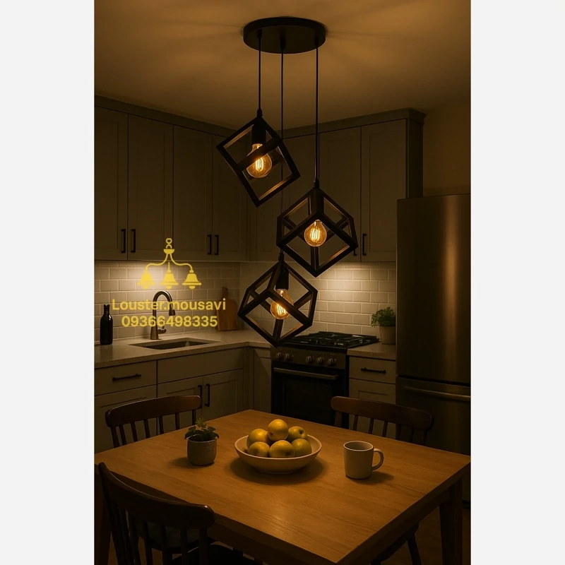 لوستر تک شعله مکعب فلزی