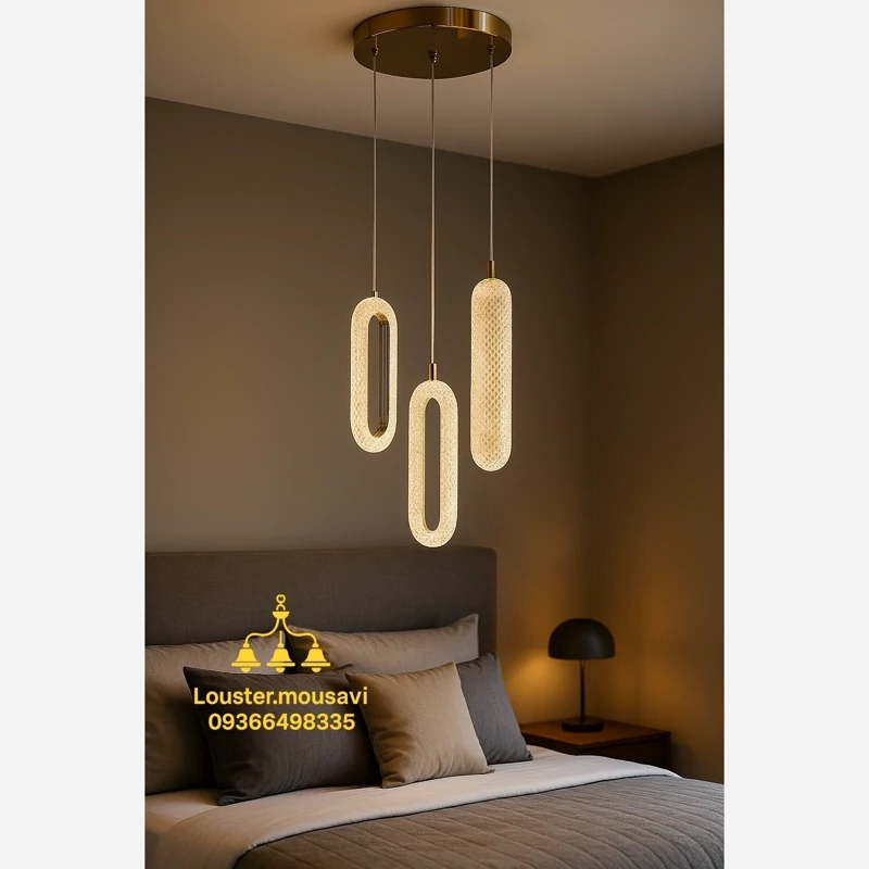 لوستر وارداتی بیضی سه شعله