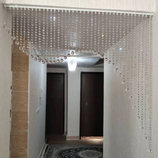 کریستال بافته شده آماده مخصوص لوستر و پرده کریستال بسته 10 متری پاپیون نقره ای