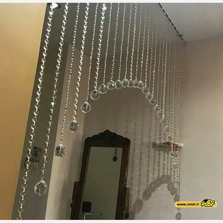 کریستال بافته شده آماده مخصوص لوستر و پرده کریستال بسته 10 متری پاپیون نقره ای