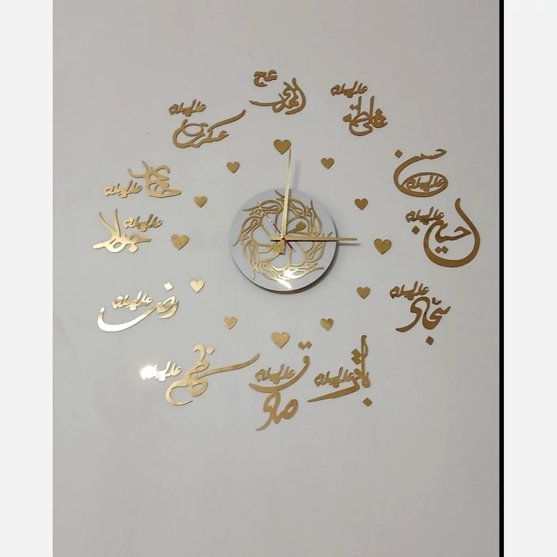 ساعت دیواری پازلی چوبی امامی مذهبی باموتور آرام گرد و بی صدا