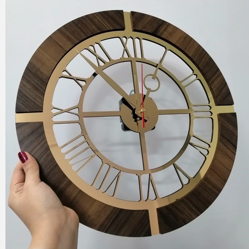 ساعت دیواری چوبی باکیفیت عالی موتور آرام گرد و بیصدا کد 044