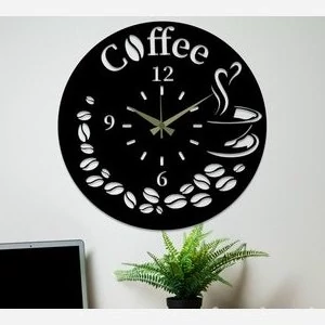 ساعت دیواری چوبی طرح فنجان قهوه کد 215