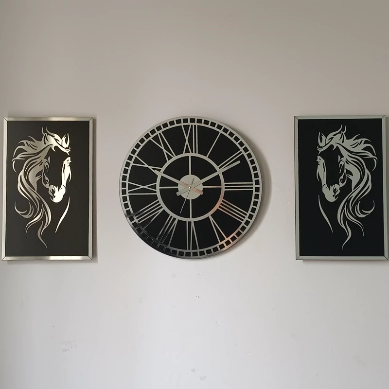 ست سه تایی ساعت دیواری و دیوارکوب چوبی پس کرایه