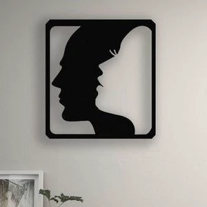 تابلو دیوارکوب چوبی استیکری عاشقانه دوتایی مرد و زن پس کرایه