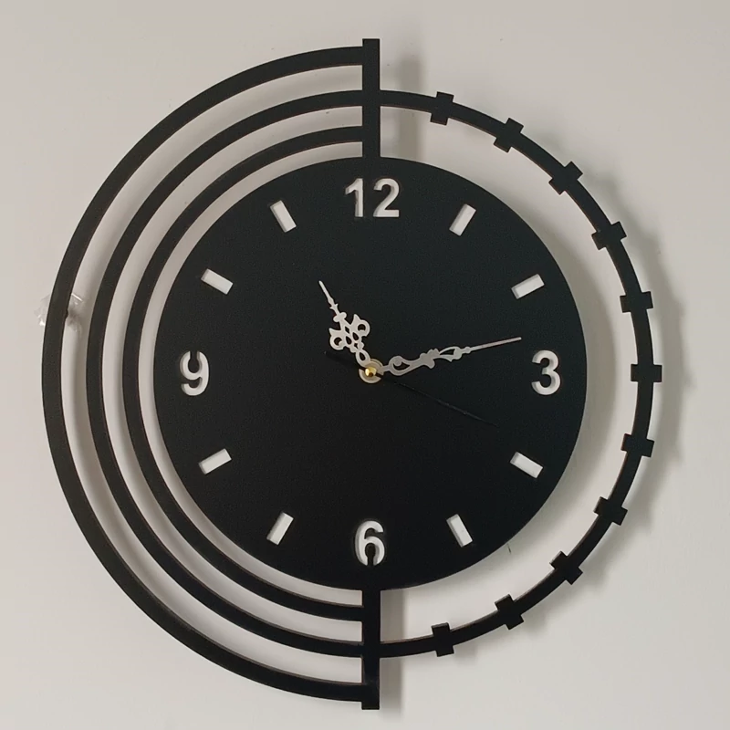 ساعت دیواری چوبی مشکی خطی خاص کد 121 پس کرایه