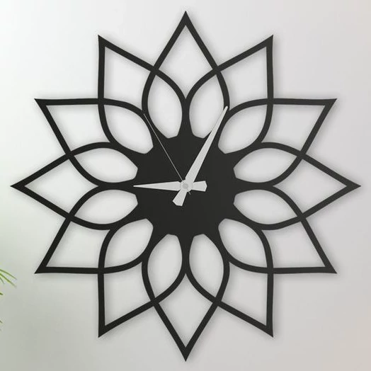 ساعت دیواری چوبی مشکی طرح گل جدید پس کرایه