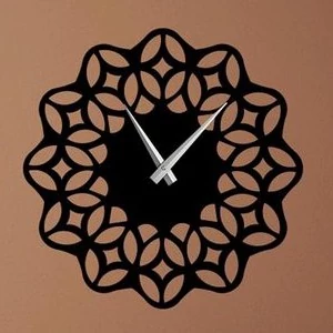ساعت دیواری چوبی مشکی طرحدار کد 09 پس کرایه