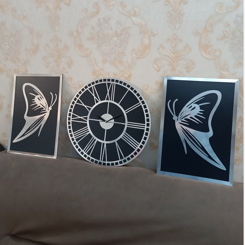 ست سه تیکه ساعت و دیوارکوب مولتی آیینه ای چوبی کد 02 پس کرایه