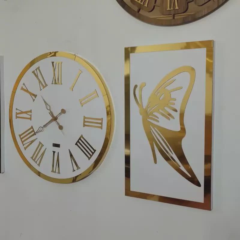 ست دو تیکه ساعت دیواری و دیوارکوب مولتی طلایی کد 03 پس کرایه