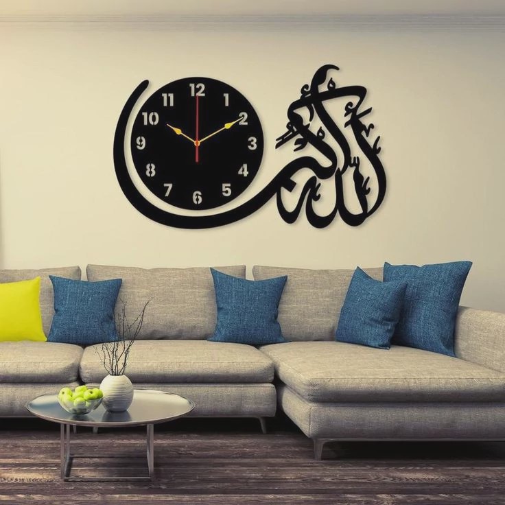 ساعت دیواری و تابلو دیوارکوب چوبی قرانی مذهبی الله اکبر پس کرایه