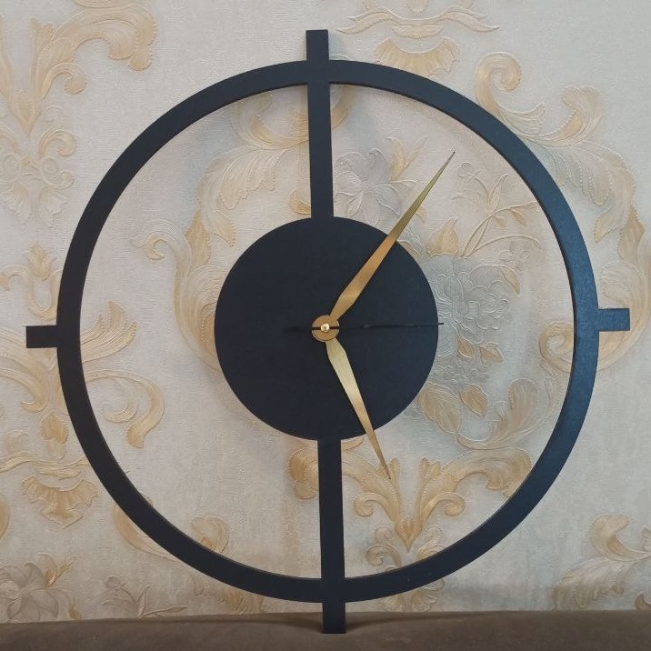 ساعت دیواری مینیمال ساده چوبی مشکی کد 77 پس کرایه