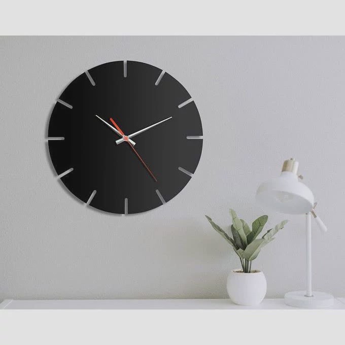 ساعت دیواری ساده چوبی مشکی کد 63 پس کرایه