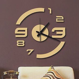 ساعت دیواری چوبی مولتی طلایی استیکری شیک پس کرایه