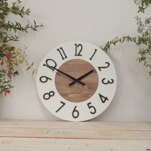 ساعت دیواری چوبی سفید چوب مدرن ساده کد 151 پس کرایه