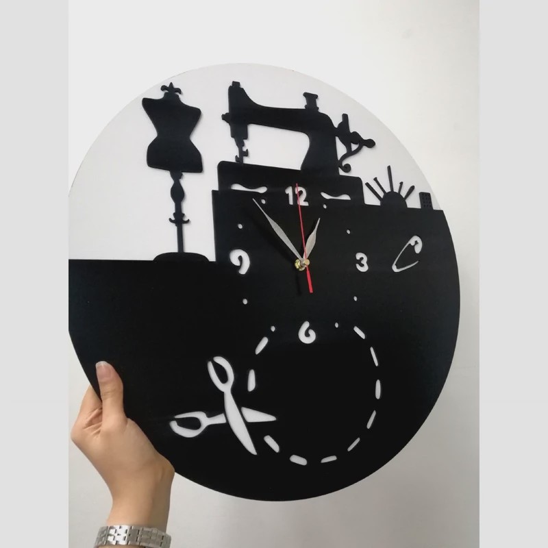 ساعت دیواری چوبی خیاطی مشاغل با موتور بیصدا