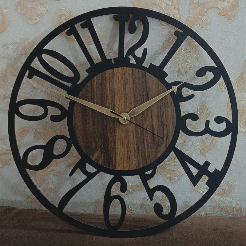 ساعت دیواری چوبی اعداد لاتین مدرن کد 67 پس کرایه