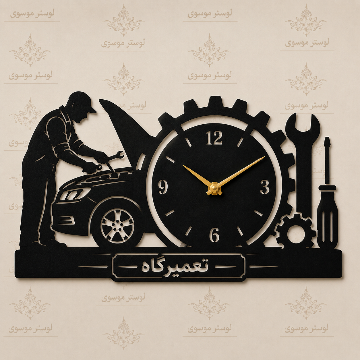 ساعت دیواری چوبی طرح خاص مدل مکانیک