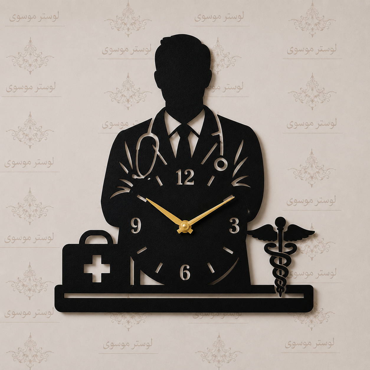 ساعت دیواری چوبی طرح خاص مدل پزشک