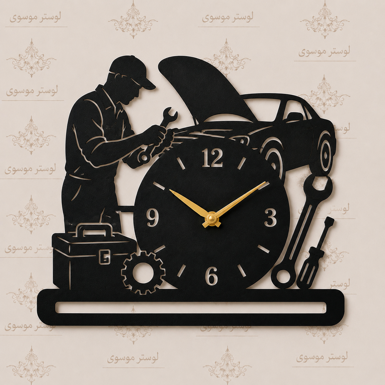 ساعت دیواری چوبی طرح خاص مدل مکانیک