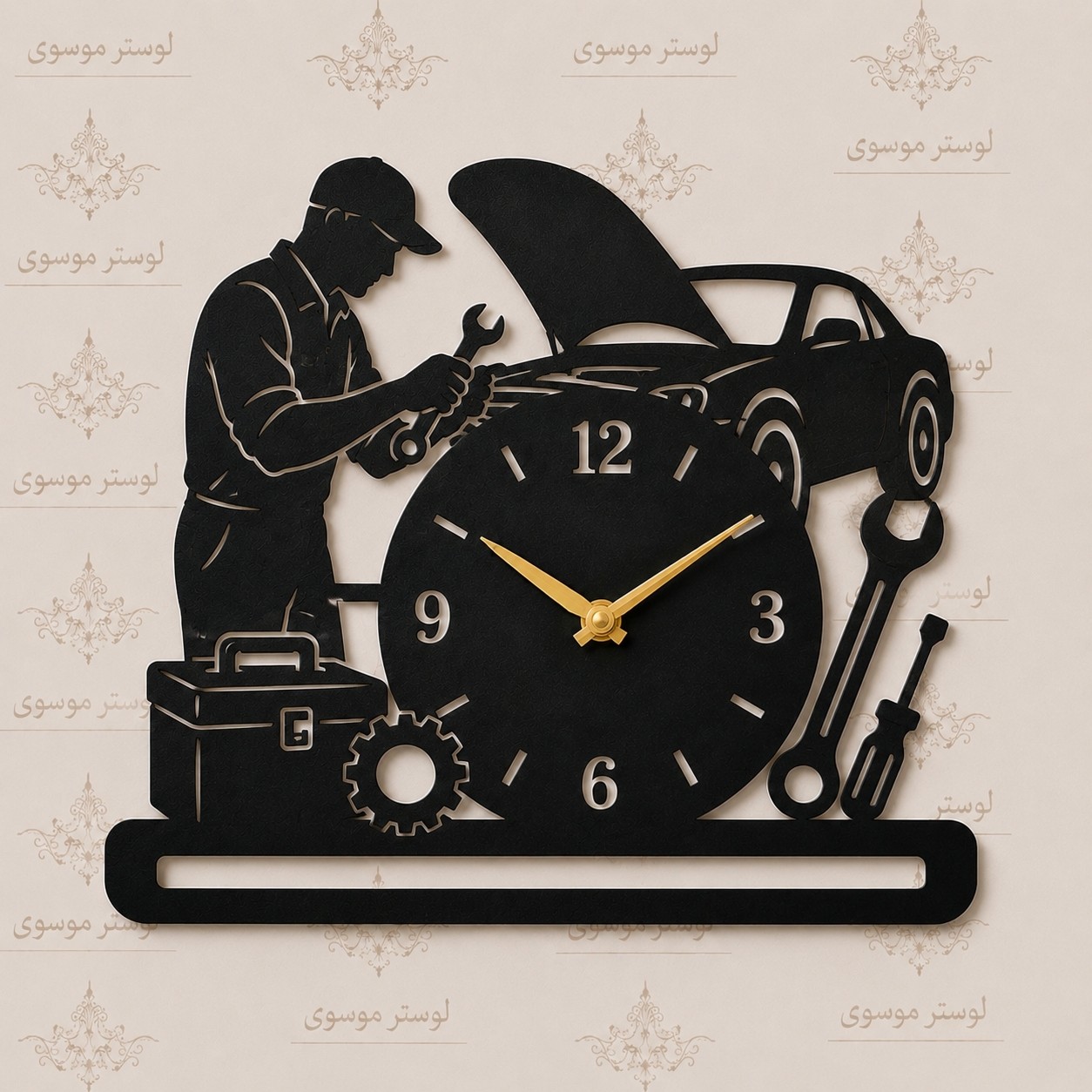 ساعت دیواری چوبی طرح خاص مدل مکانیک
