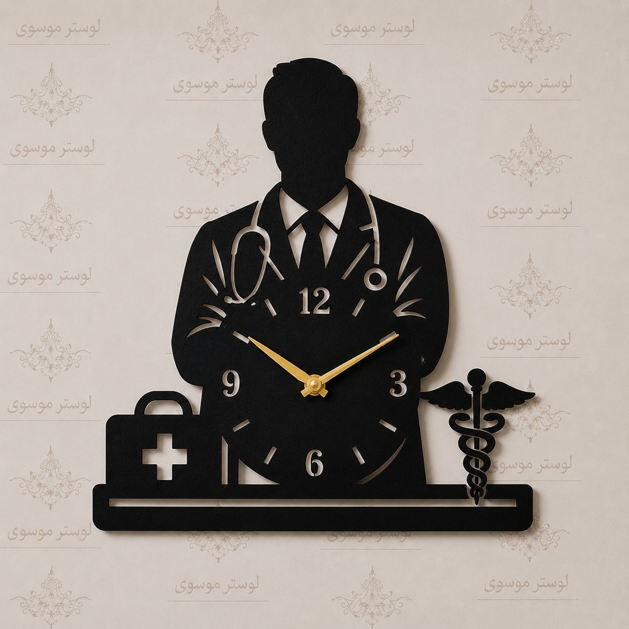 ساعت دیواری چوبی طرح خاص مدل پزشک 1