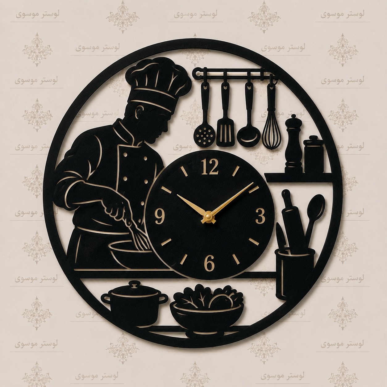 ساعت دیواری چوبی طرح خاص مدل آشپز