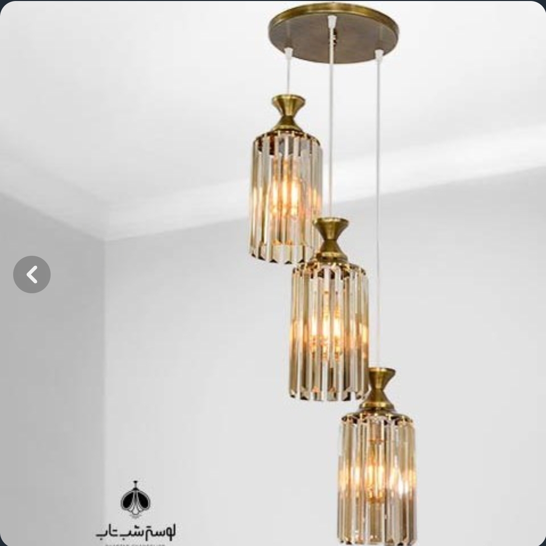 لوستر آویز کریستالی سه شعله  876/1 زیتونی