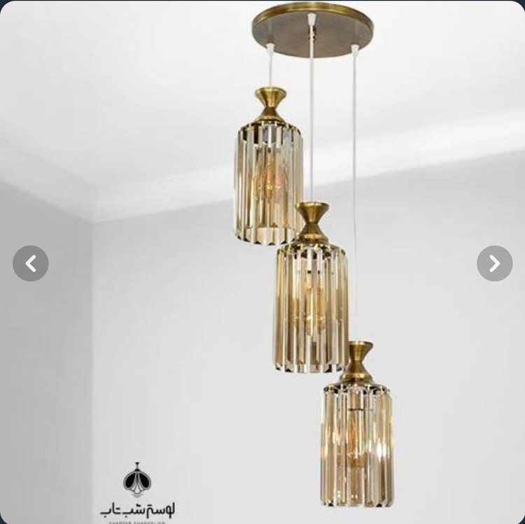 لوستر آویز کریستالی سه شعله 876/1 زیتونی