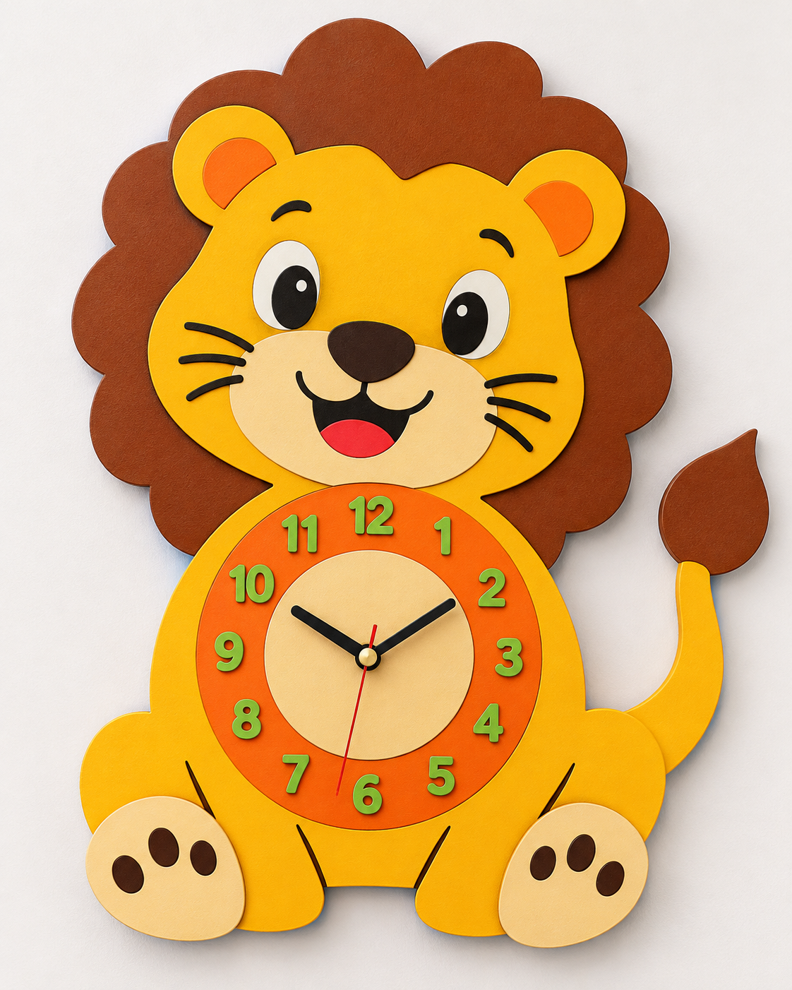 ساعت دیواری کودک MDF برش لیزر طرح شیر